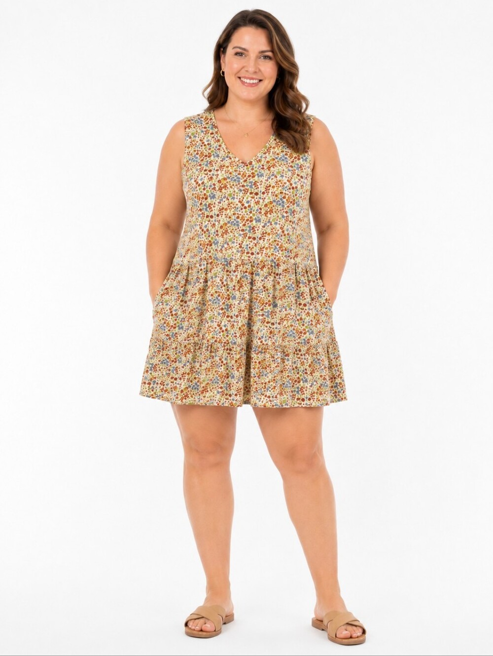 Toad&Co Marley Tiered Dress XL Floral Organic Cotton Tencel Pockets Swing